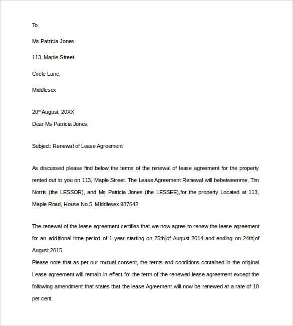 commercial lease renewal letter template