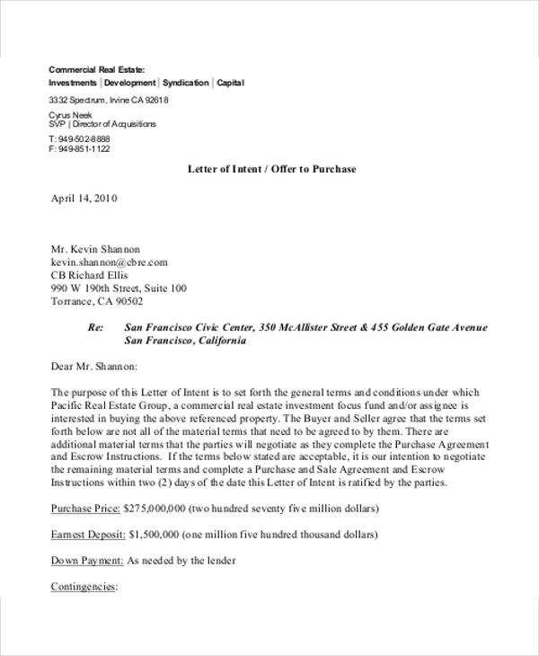 commercial letter template