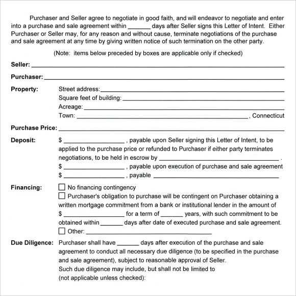 commercial real estate letter of intent template