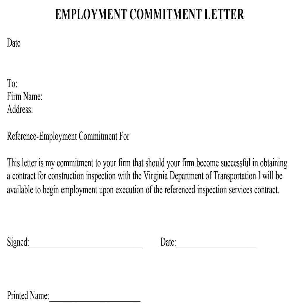 commitment to pay letter template