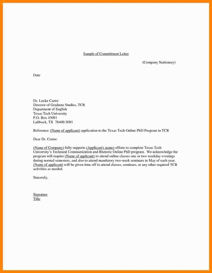 commitment to pay letter template
