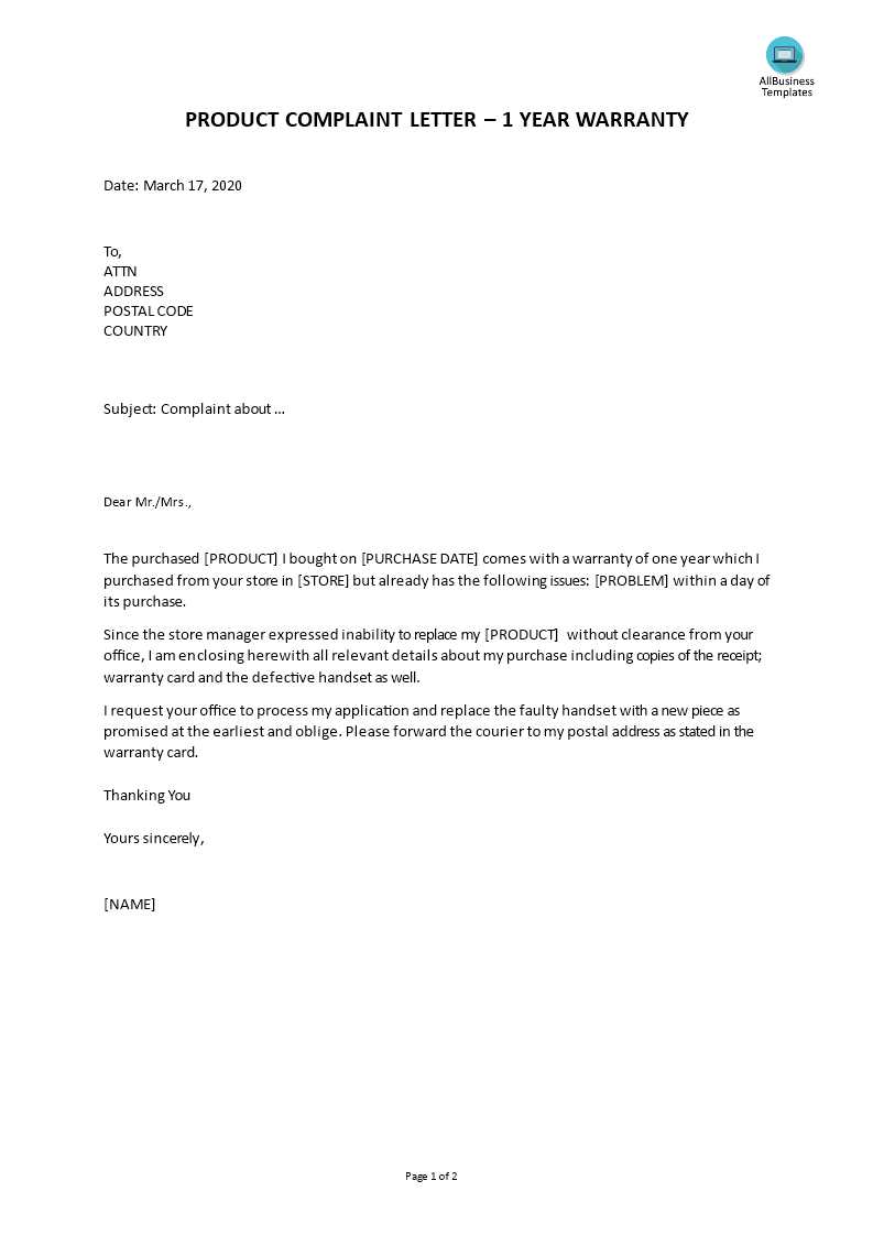 complaint letter template to car dealer