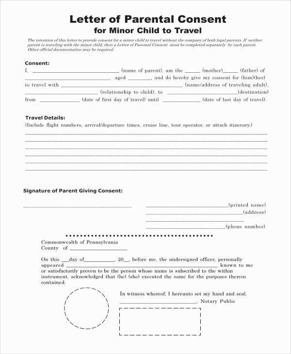 consent letter for oci application minor template