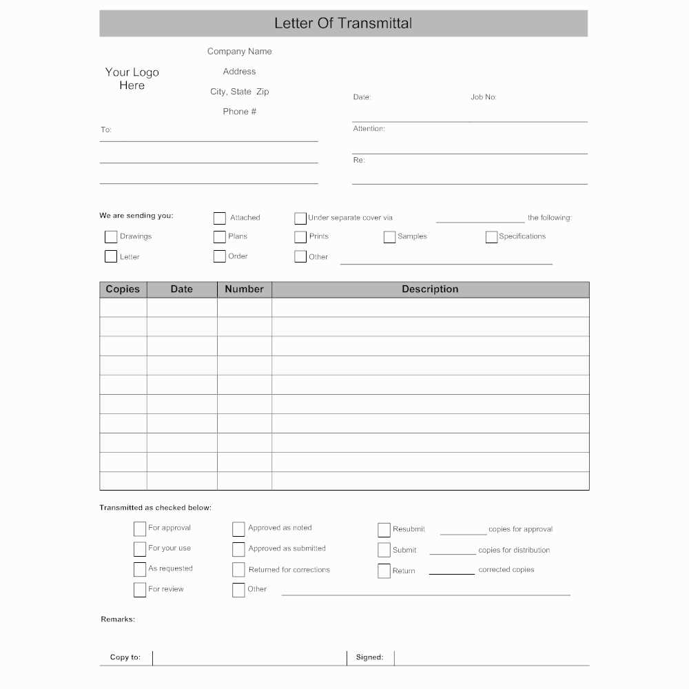 construction transmittal letter template