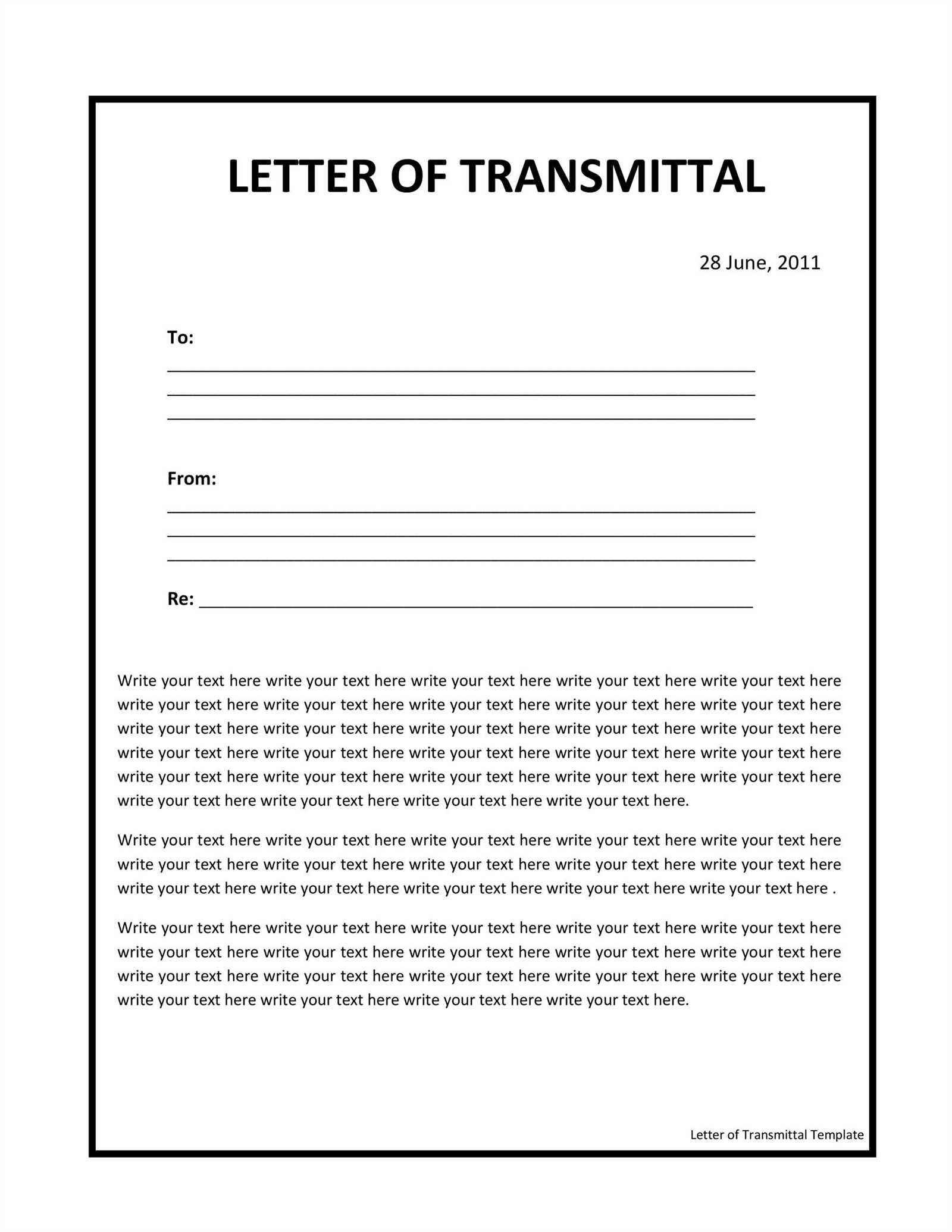 construction transmittal letter template