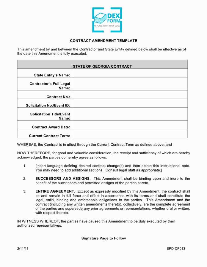 contract amendment letter template