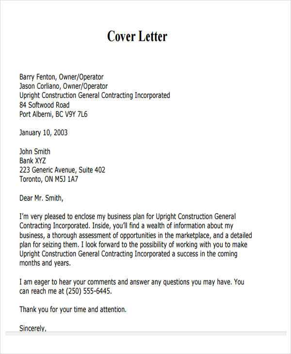 contract cover letter template