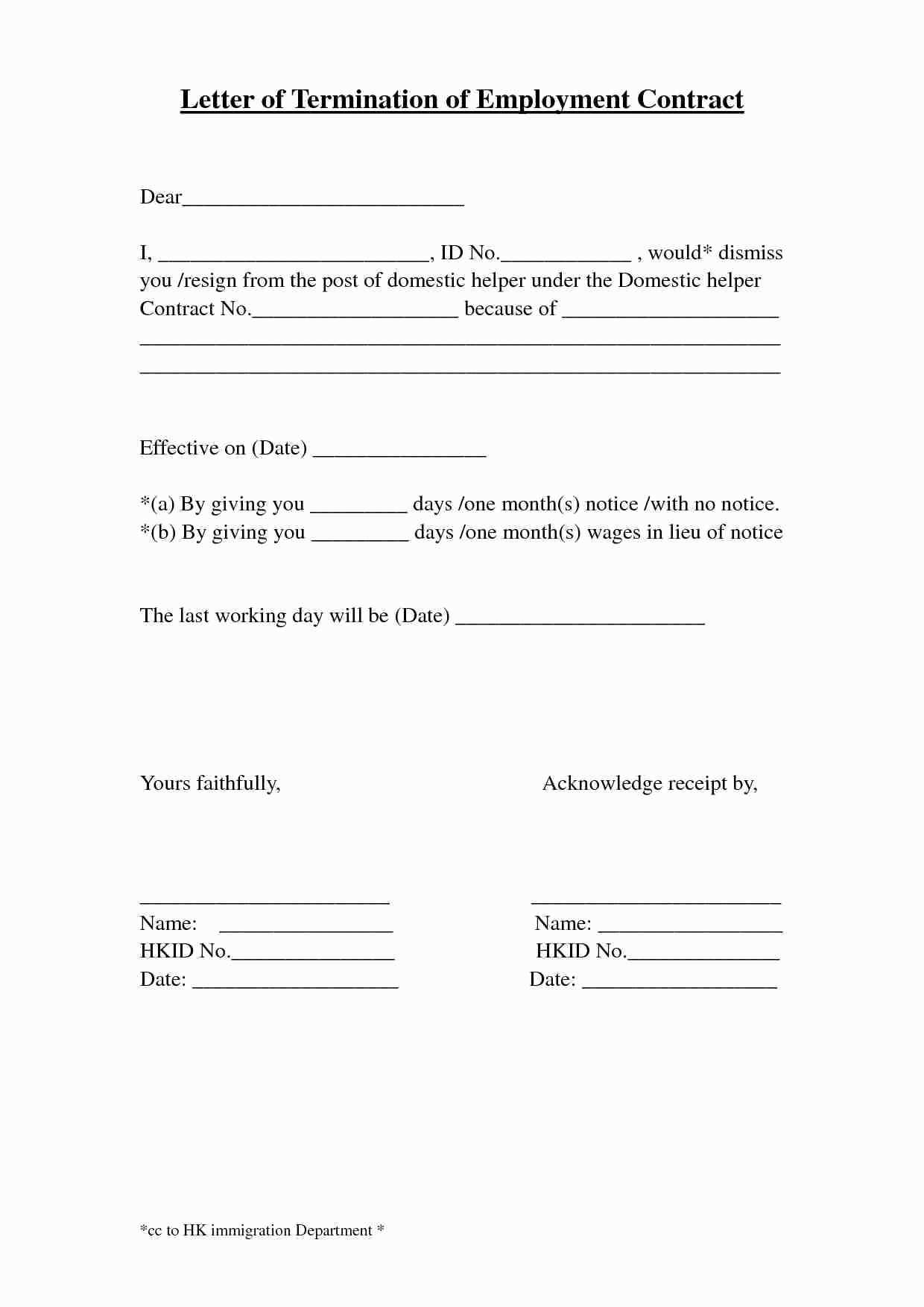 contract termination letter template word