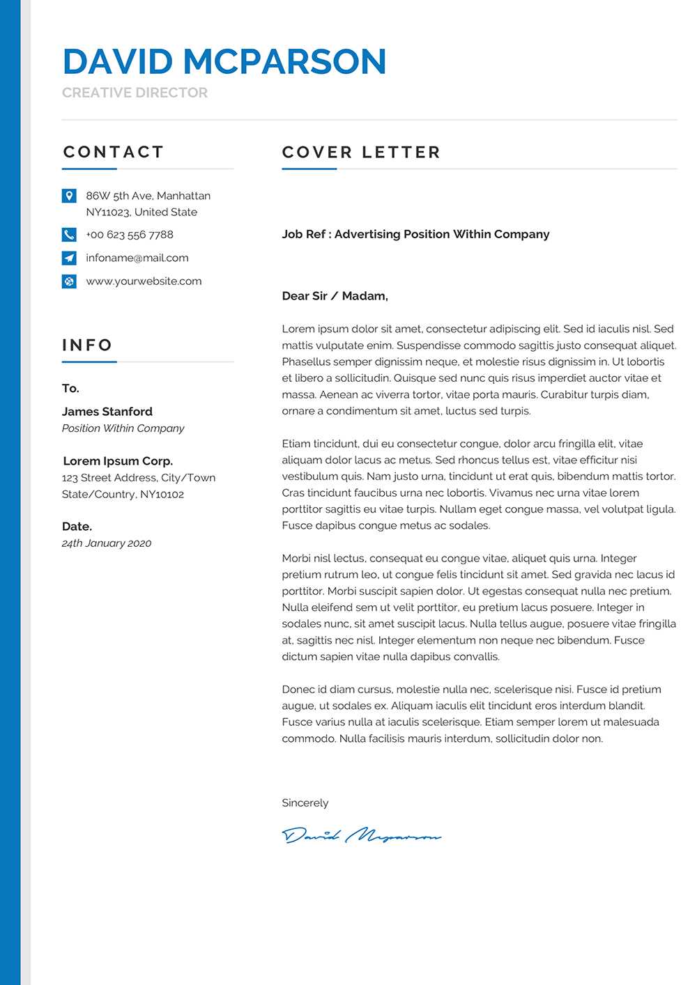 cover letter blue template word