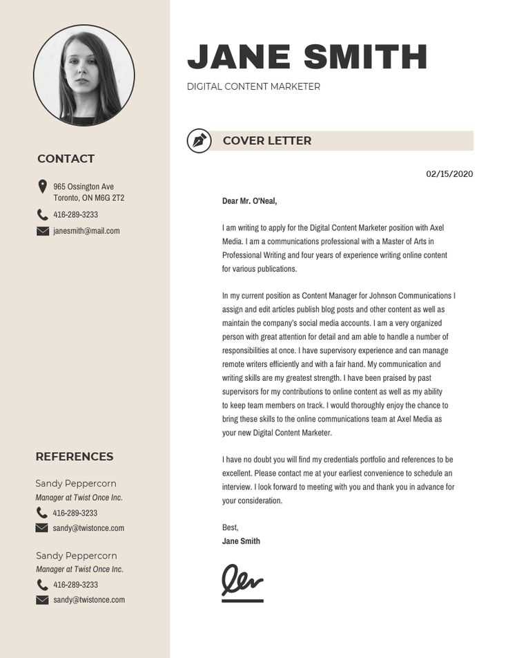 cover letter design template