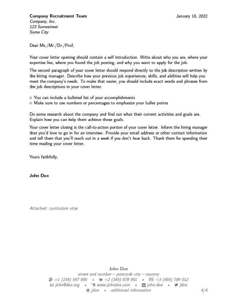 cover letter latex template overleaf