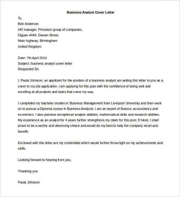 cover letter template business