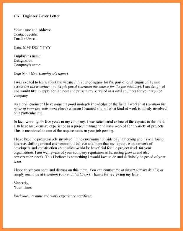 cover letter template for civil engineer