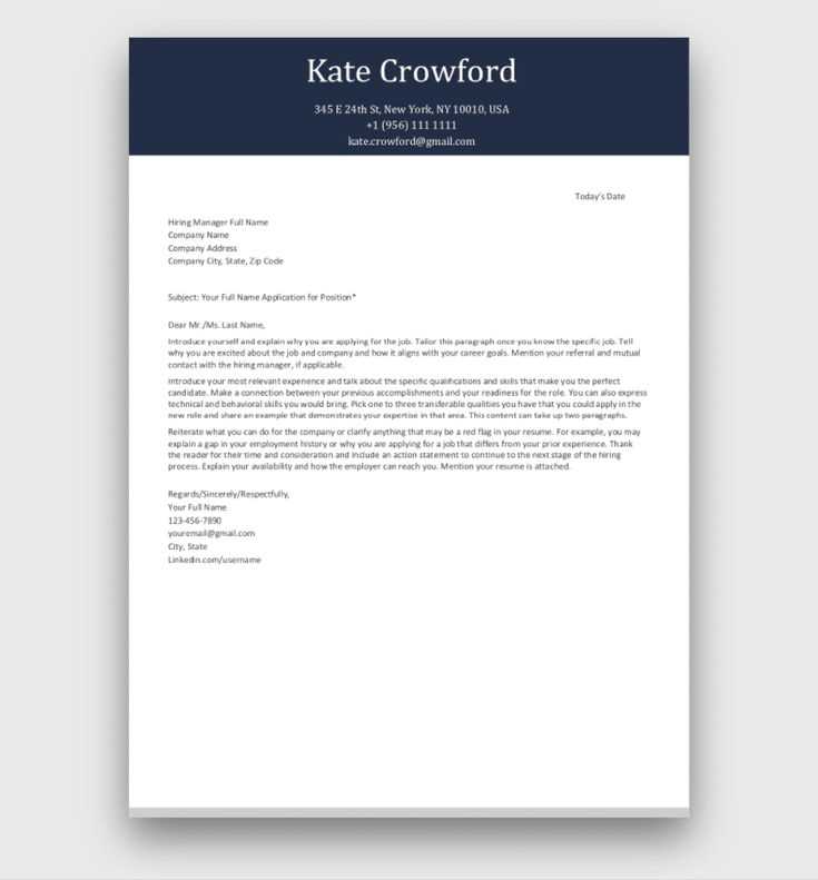 cover letter template for free download