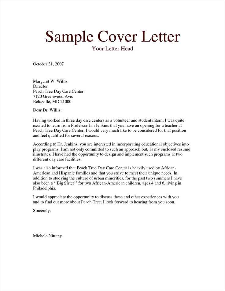 cover letter template for job application