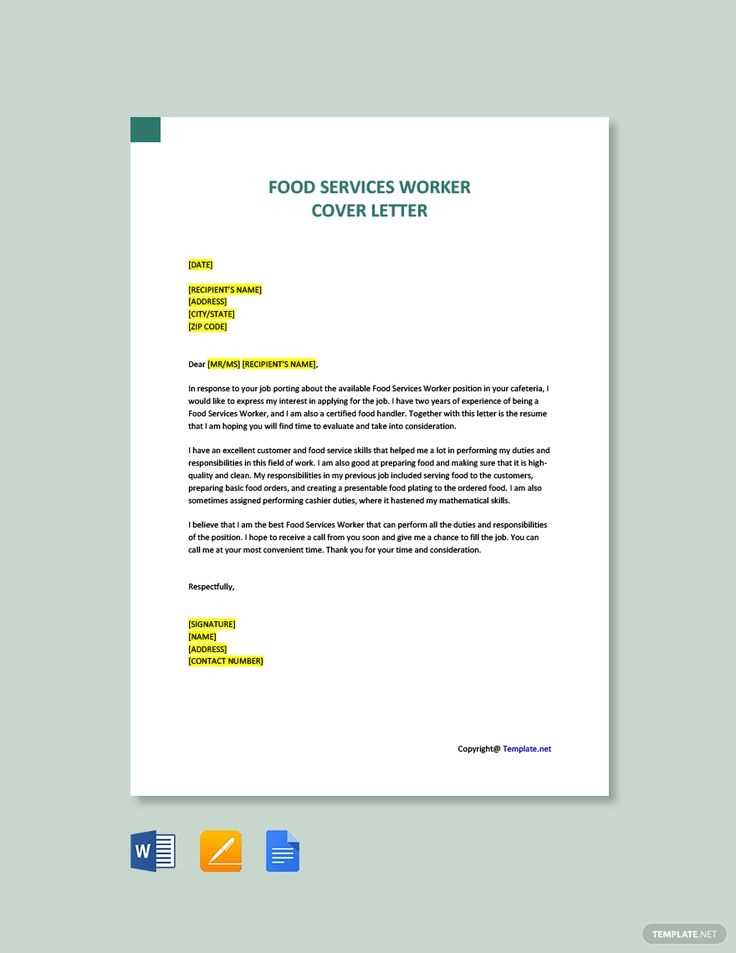 cover letter template for supervisor position