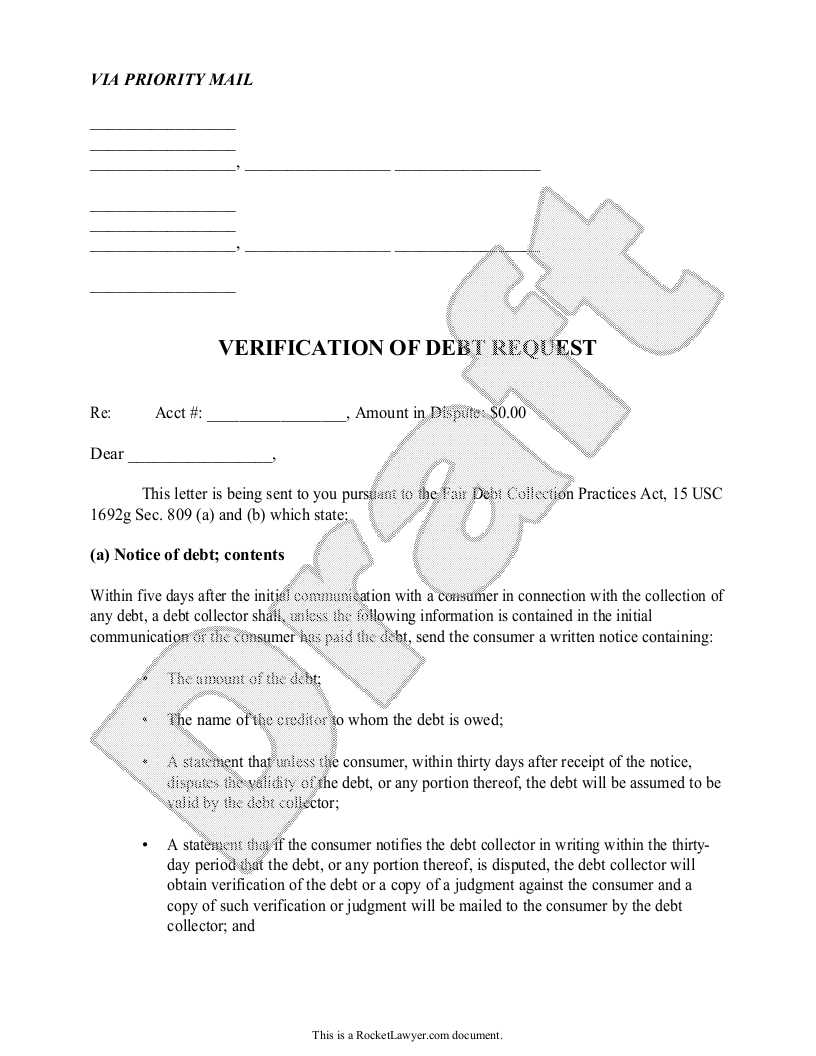 letter of validation of debt template