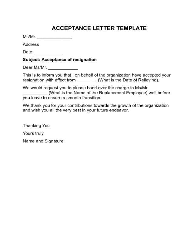 project acceptance letter template