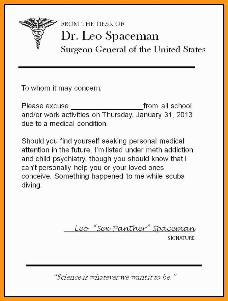 dental excuse letter for work template