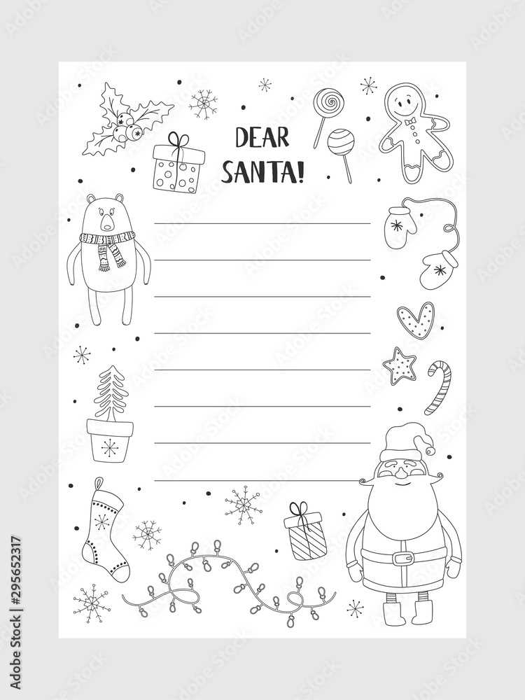 dear santa letter template coloring