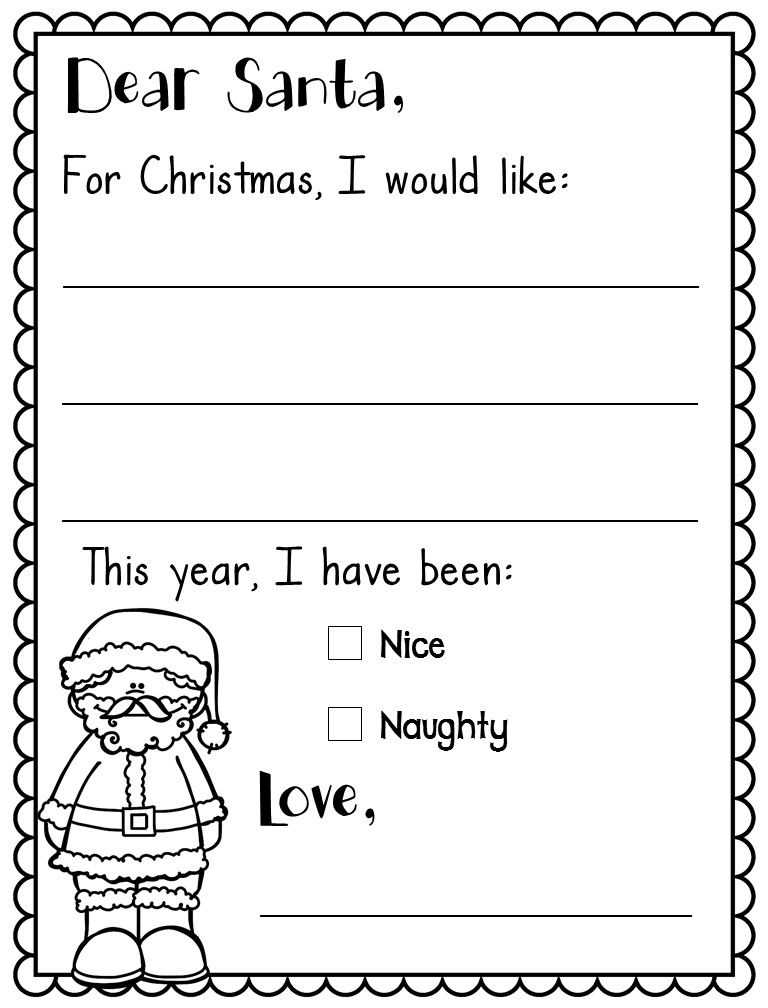 dear santa letter template for preschool