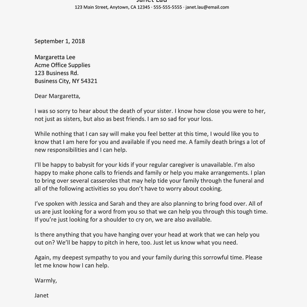 death notification letter template