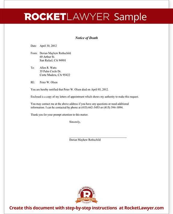 death notification letter template