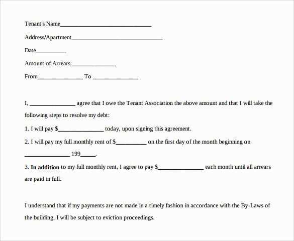 debt agreement letter template