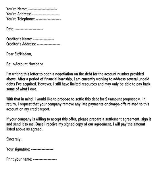 debt lawsuit settlement letter template