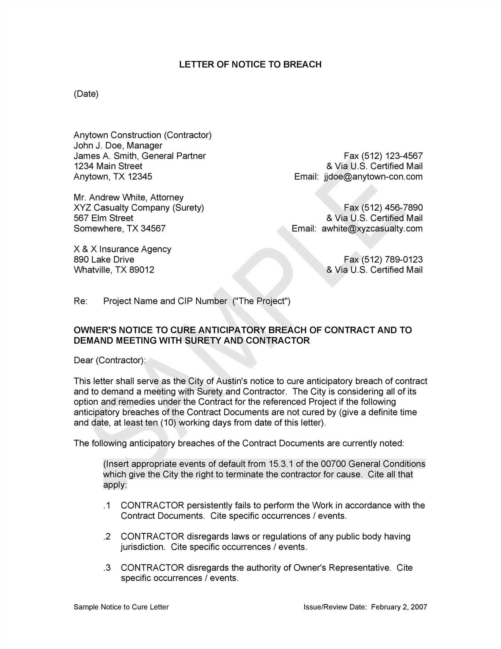 demand letter template breach of contract