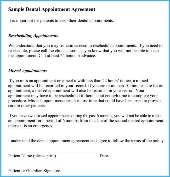 dentist appointment letter template