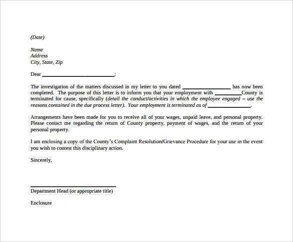 dismissal letter template uk