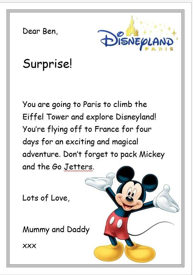 disney surprise letter template