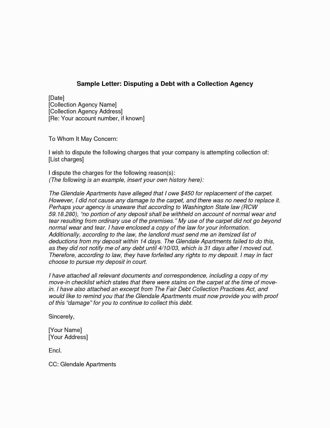 dispute debt collection letter template