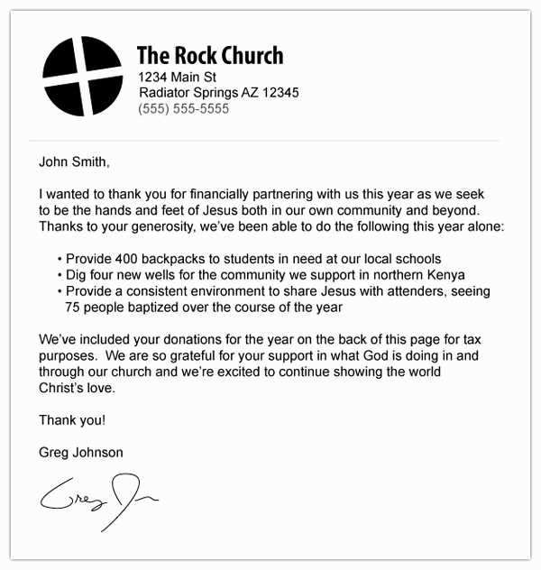 church donation letter template