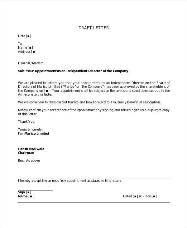 draft letter template