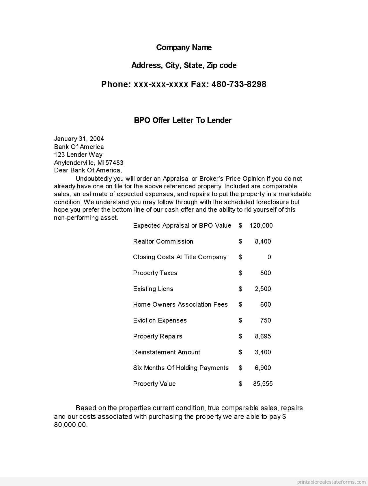 broker price opinion letter template