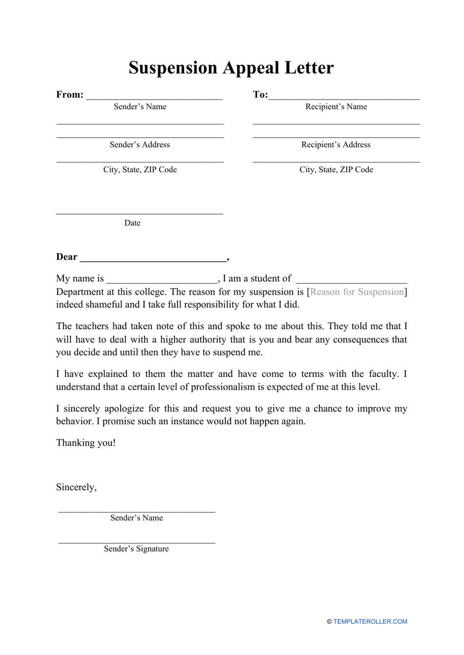 appeal letter template for disciplinary