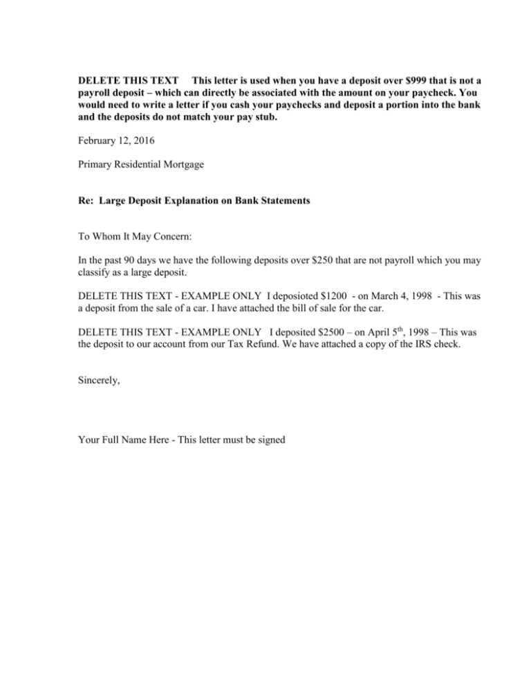 cash out letter template