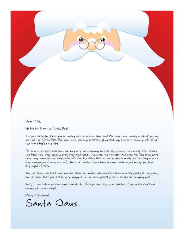 free printable letter from santa claus template