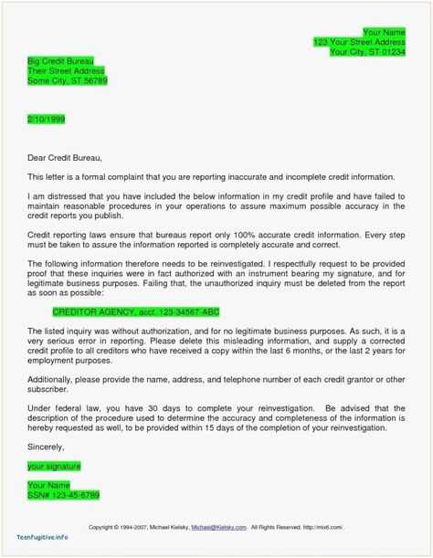 credit reporting agency dispute letter template