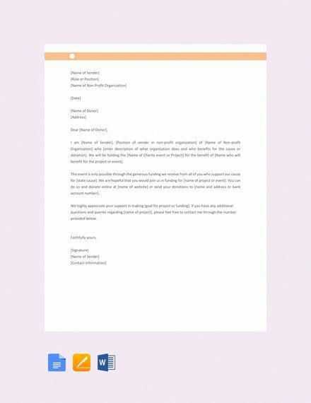 donation cover letter template