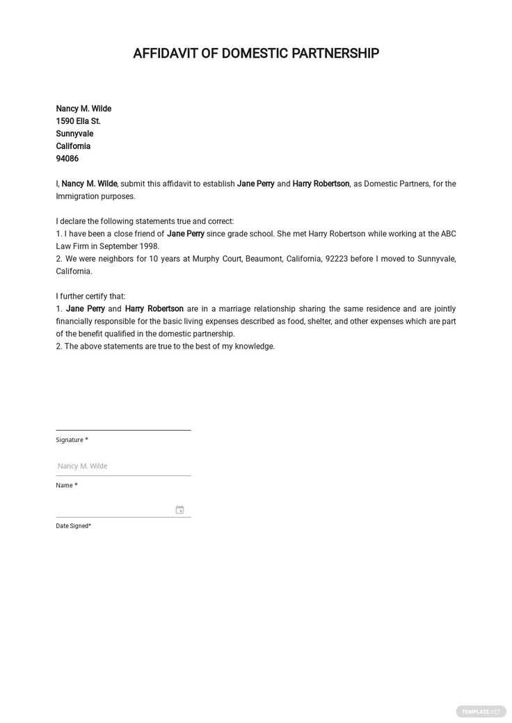 letter of affidavit template