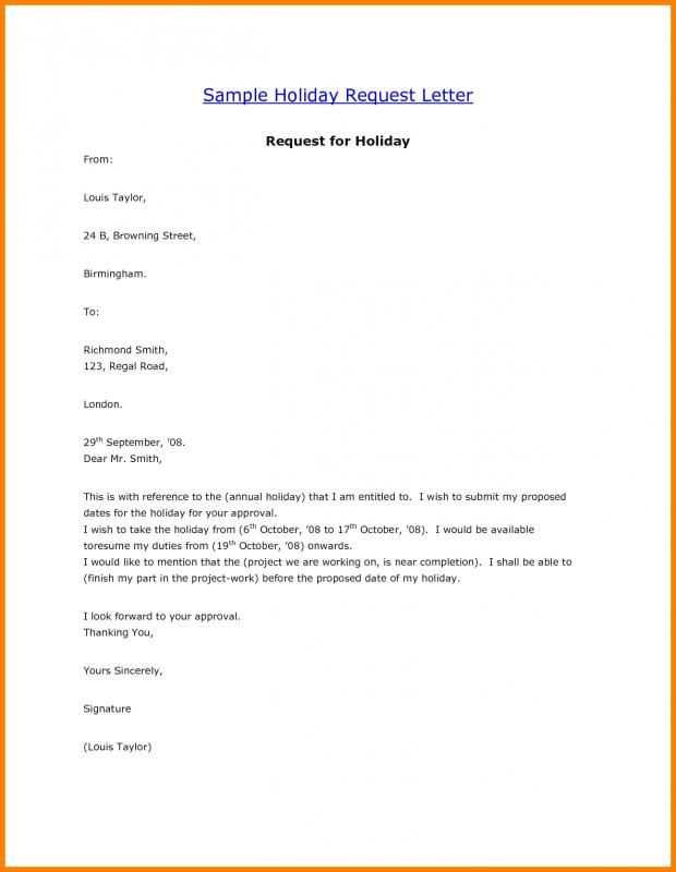 annual leave request letter template