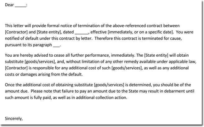 vendor termination letter template