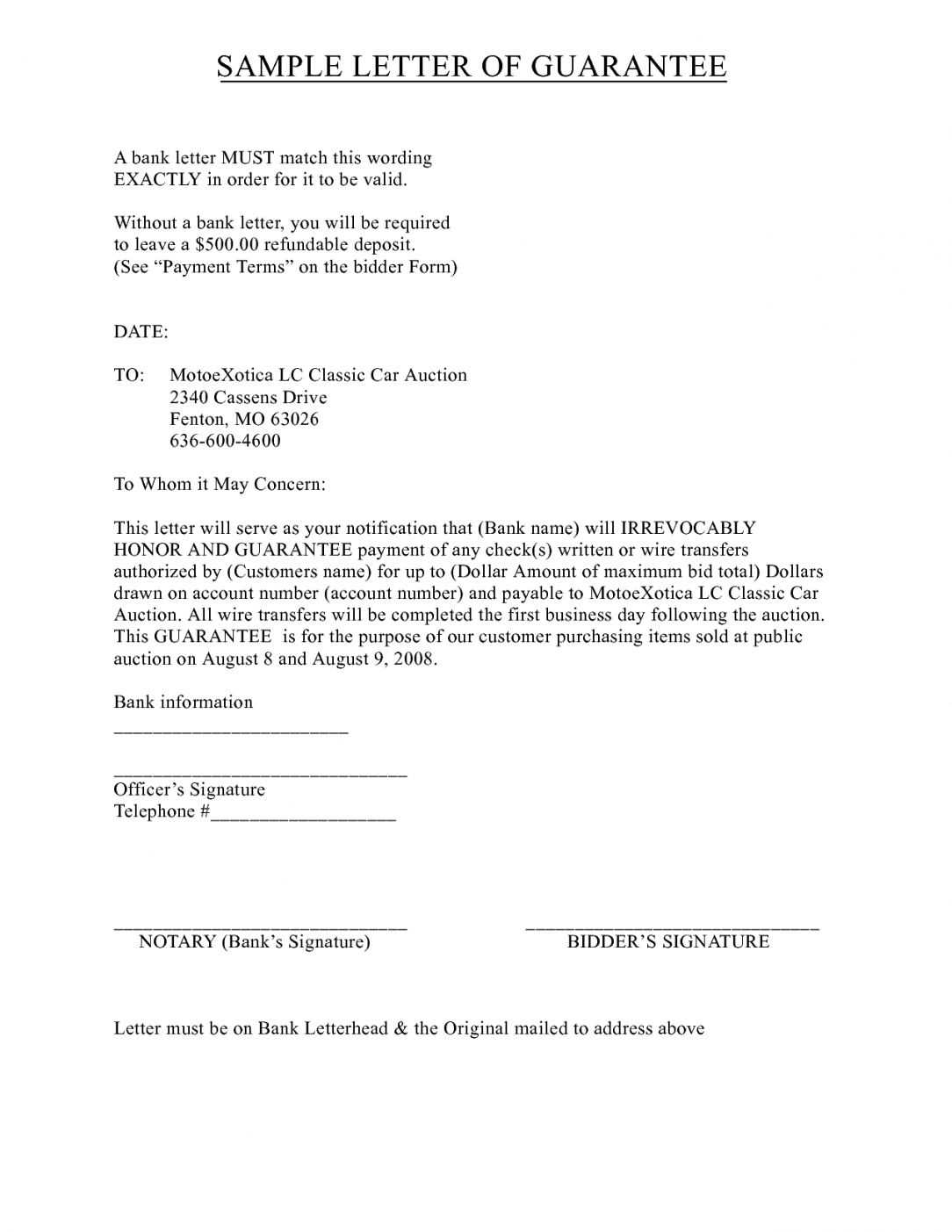 extended warranty letter template