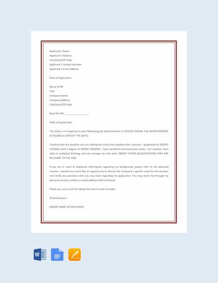 marketing letter template free