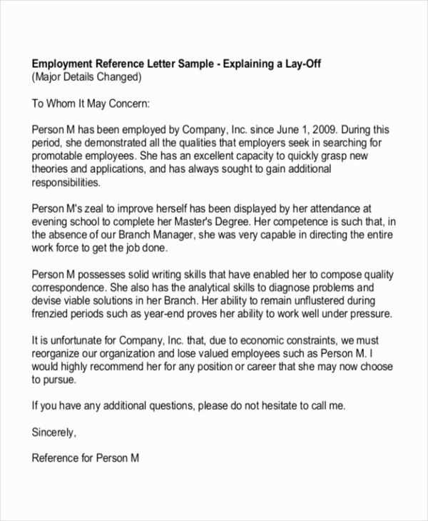 free employment reference letter template