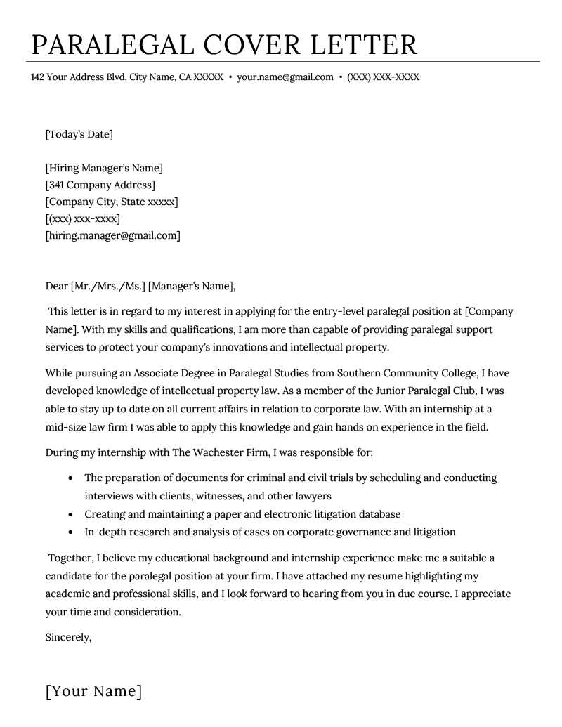 law cover letter template