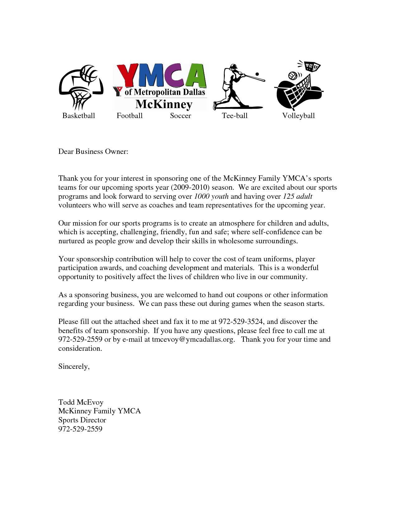 sponsor letter template for sports